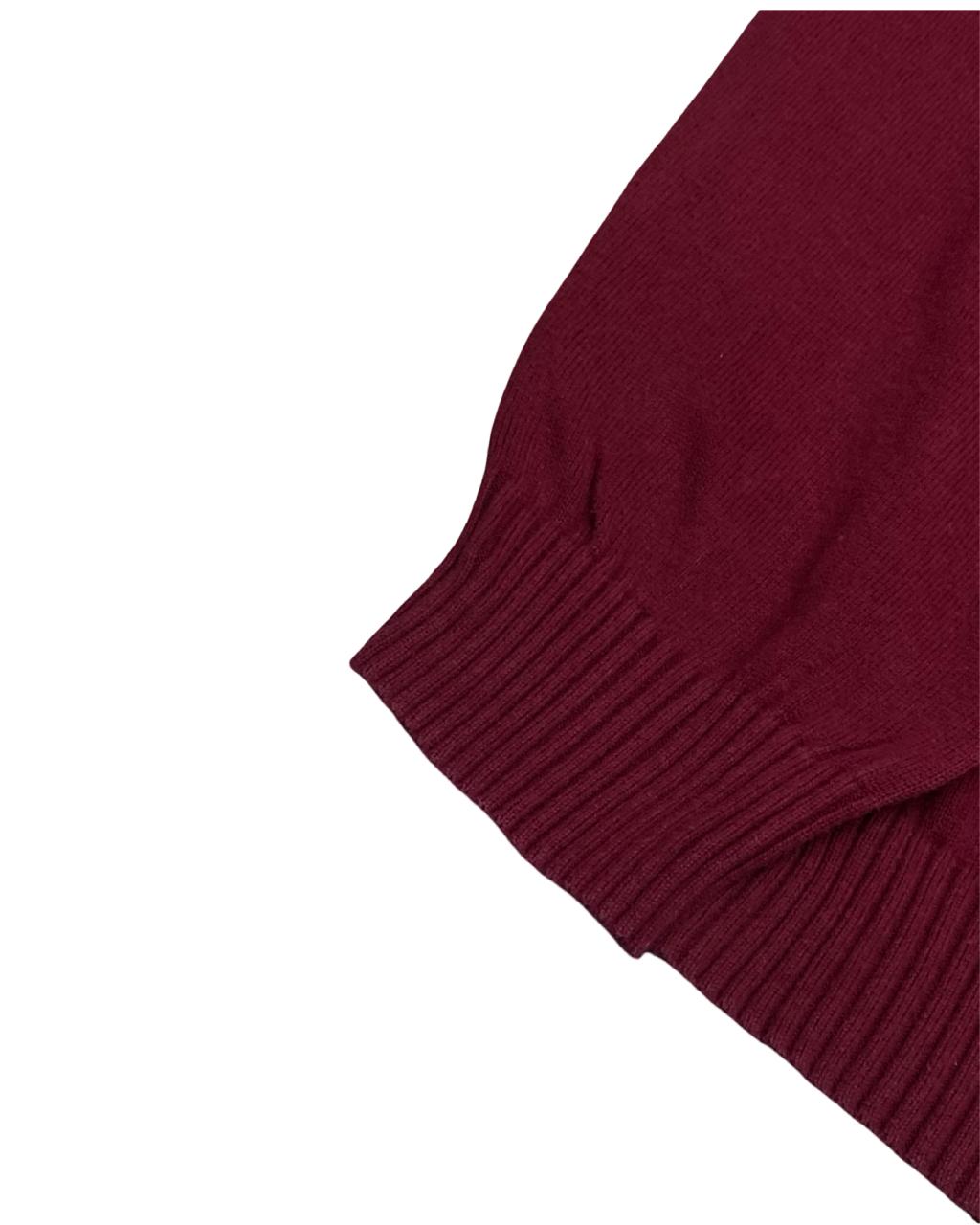 NAUTICA Maroon Quarter-Zip Mock Neck Sweater | Size Large | Chest 23”