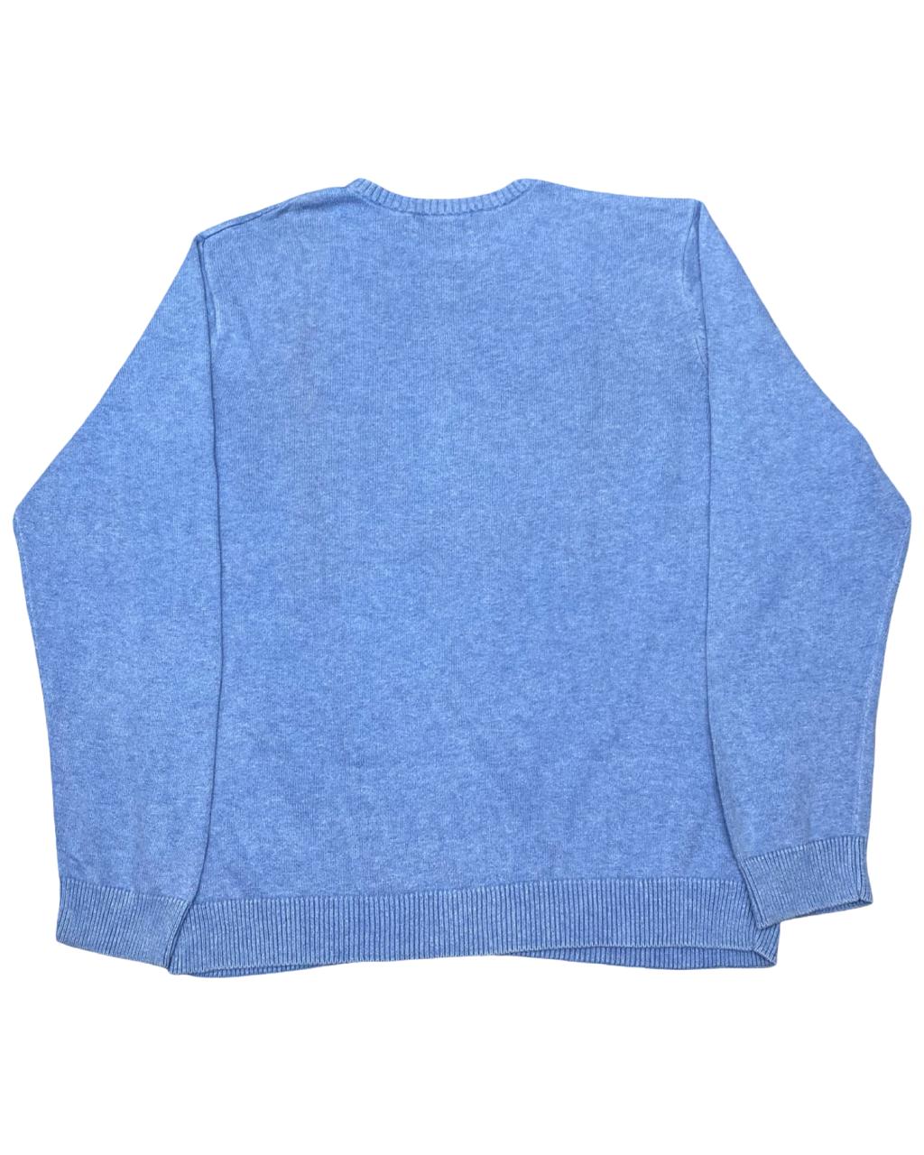 Chaps Blue Crewneck Sweater with Chest Stripe | Size Large | Chest 23”