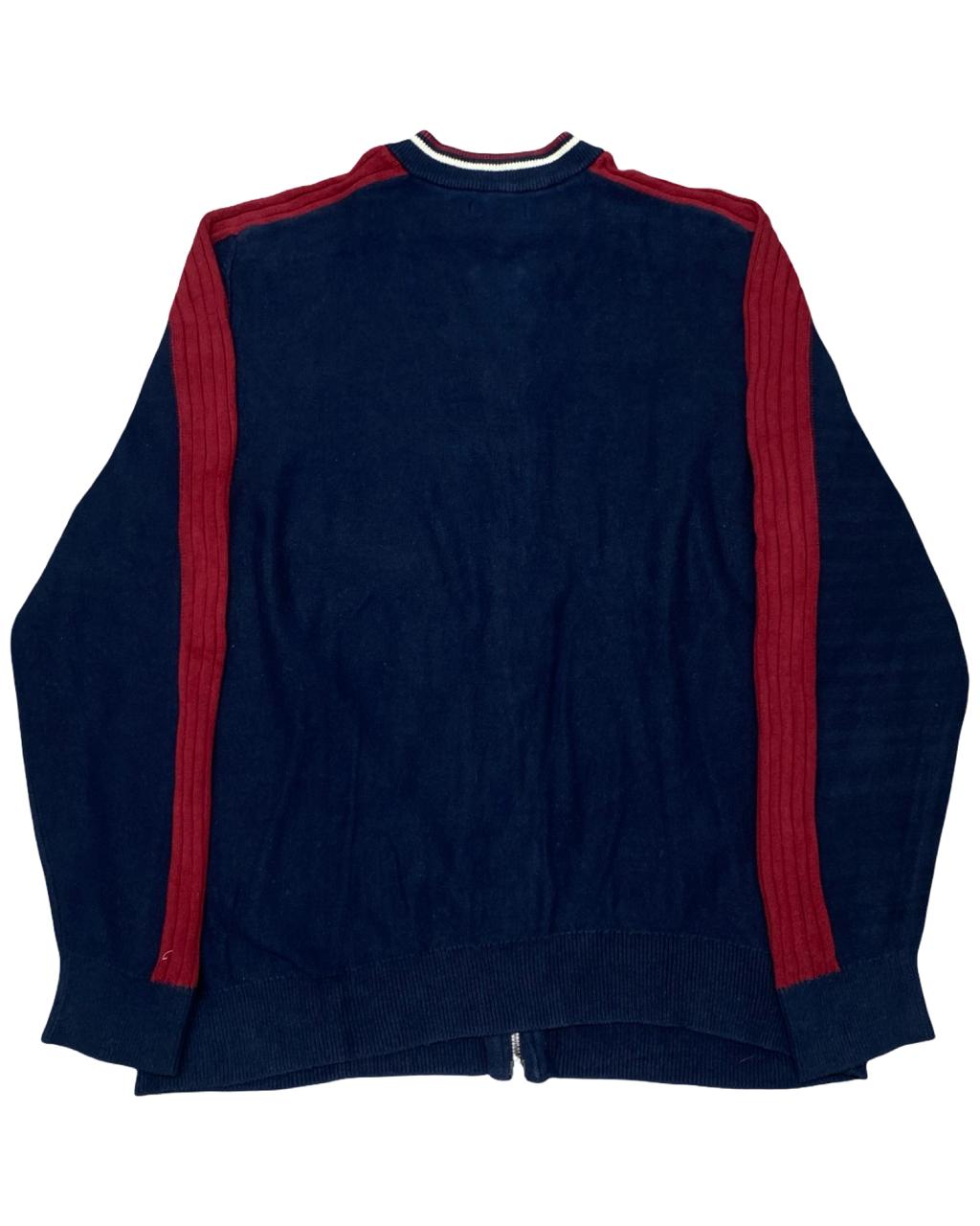 Nautica Navy & Red Full-Zip Track Sweater | Size Large | Chest 25”