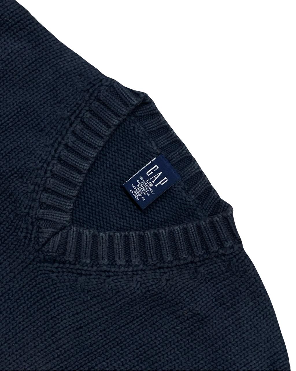 GAP Navy Chunky Knit V-Neck Sweater | Size Large | Chest 24”