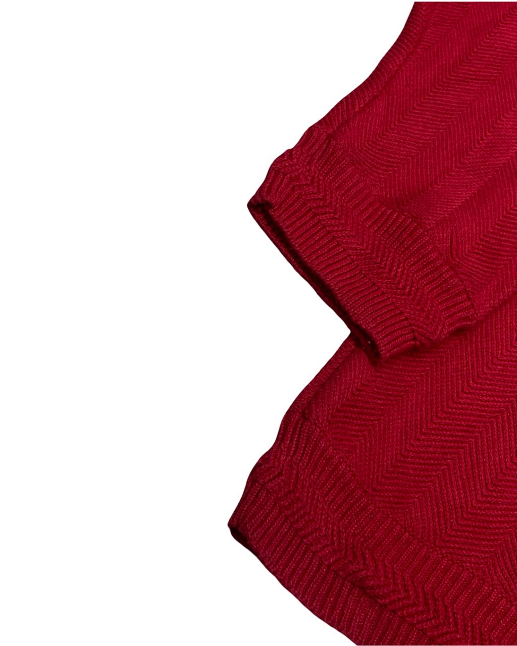 CHAPS Ralph Lauren Red Herringbone Knit Sweater | Size Large | Chest 24.5”