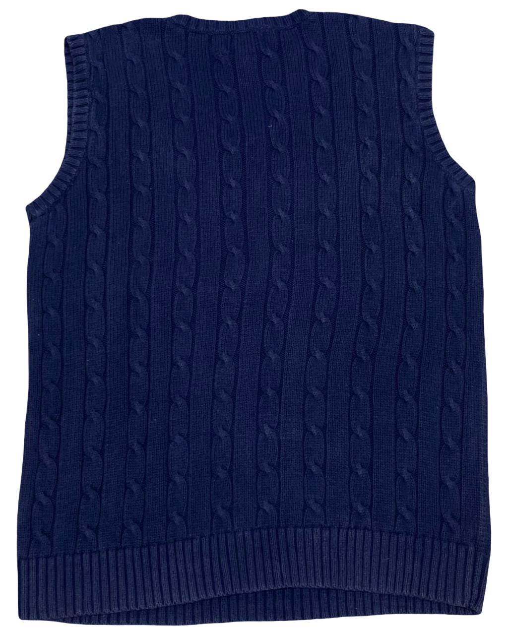 Chaps Navy Cable Knit Sweater Vest | Size Small | Chest 20”