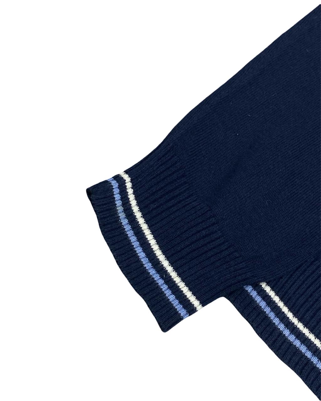 IZOD Navy Blue Argyle Knit Sweater | Size Large | Chest 23”