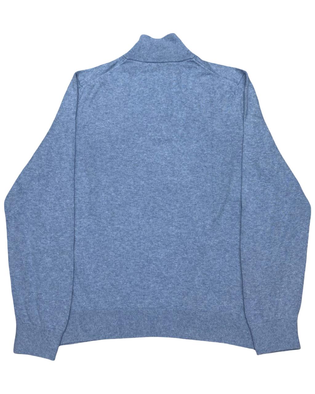Nautica Heather Blue Quarter-Zip Mock Neck Sweater | Size Medium | Chest 22”