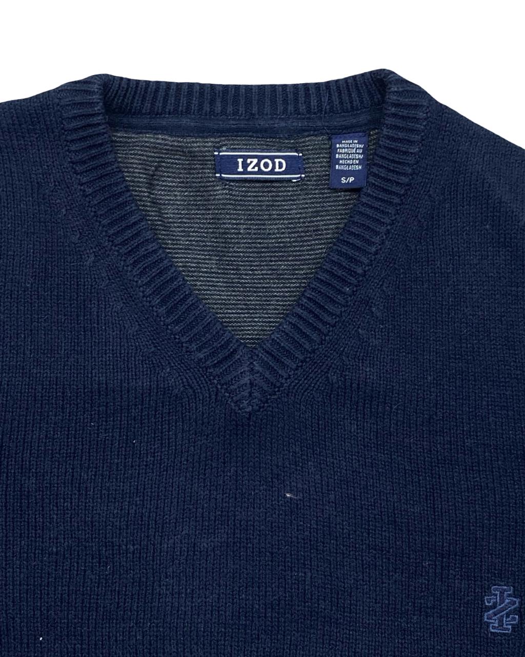 IZOD Navy Blue V-Neck Cotton Sweater | Size Medium | Chest 21.5”