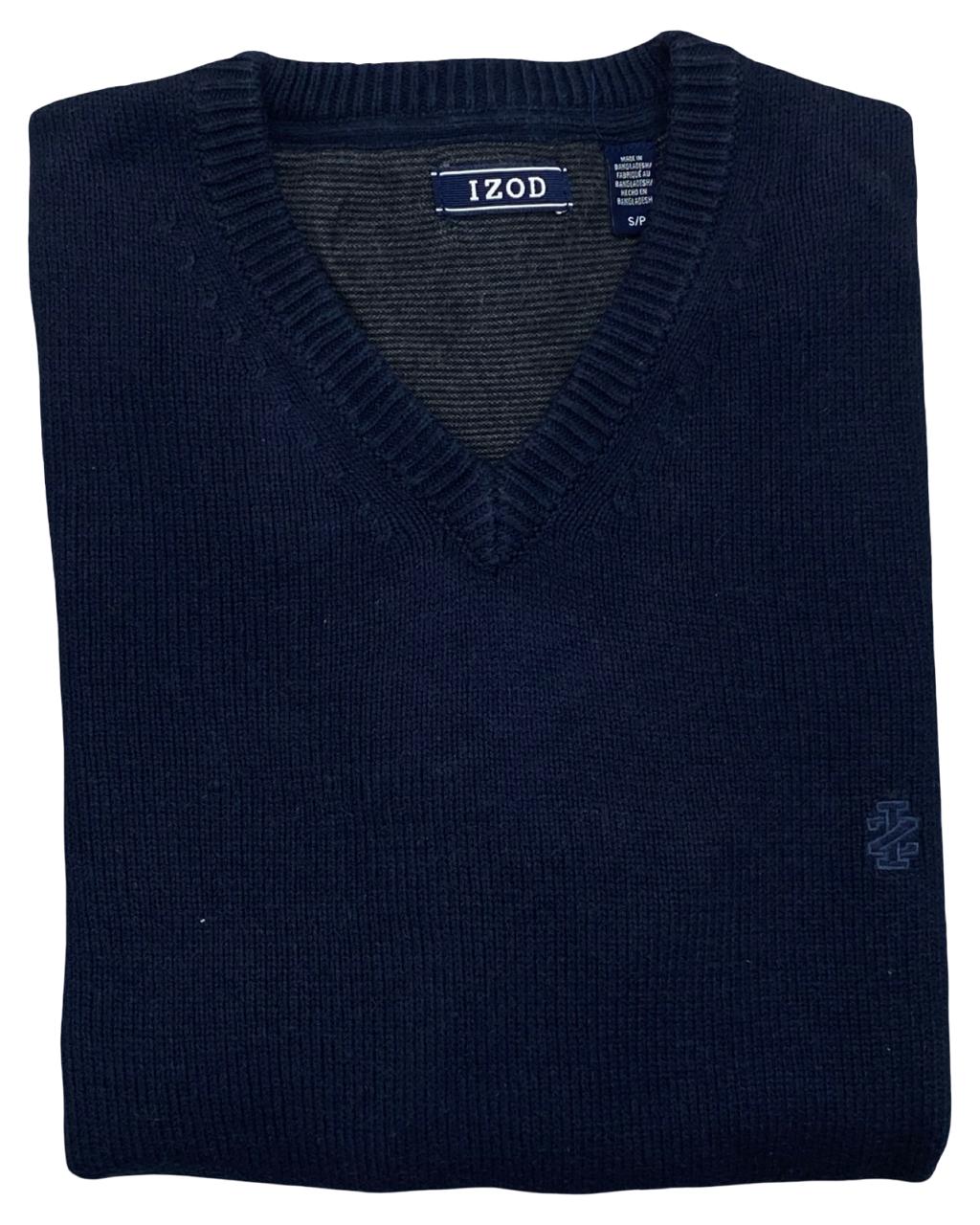 IZOD Navy Blue V-Neck Cotton Sweater | Size Medium | Chest 21.5”