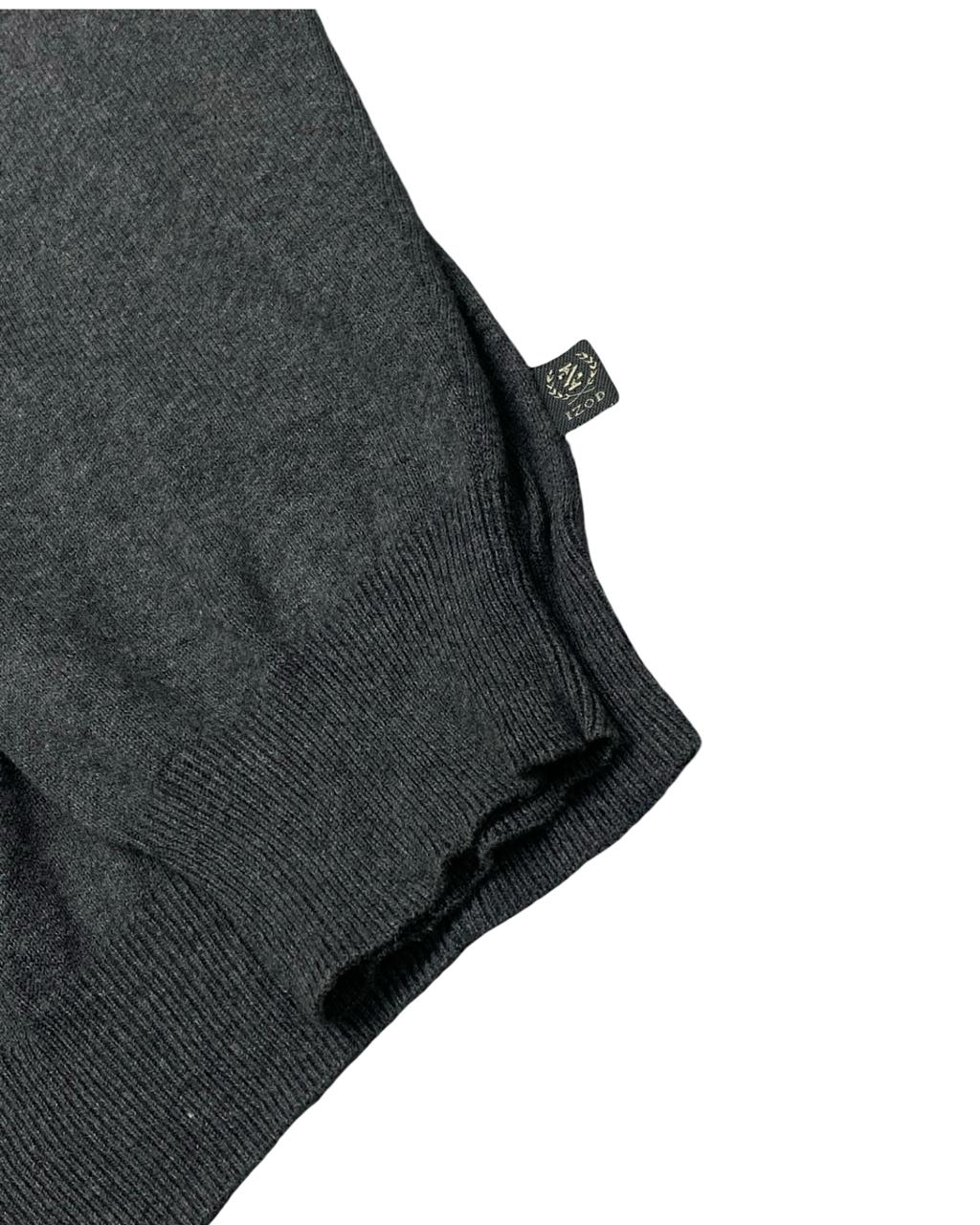 IZOD Charcoal Gray V-Neck Cotton Sweater | Size Large | Chest 25”