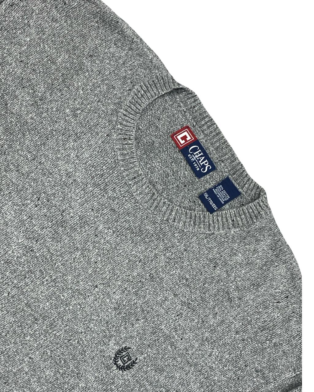Chaps Heather Gray Crewneck Knit Sweater | Size XL | Chest 27.5”