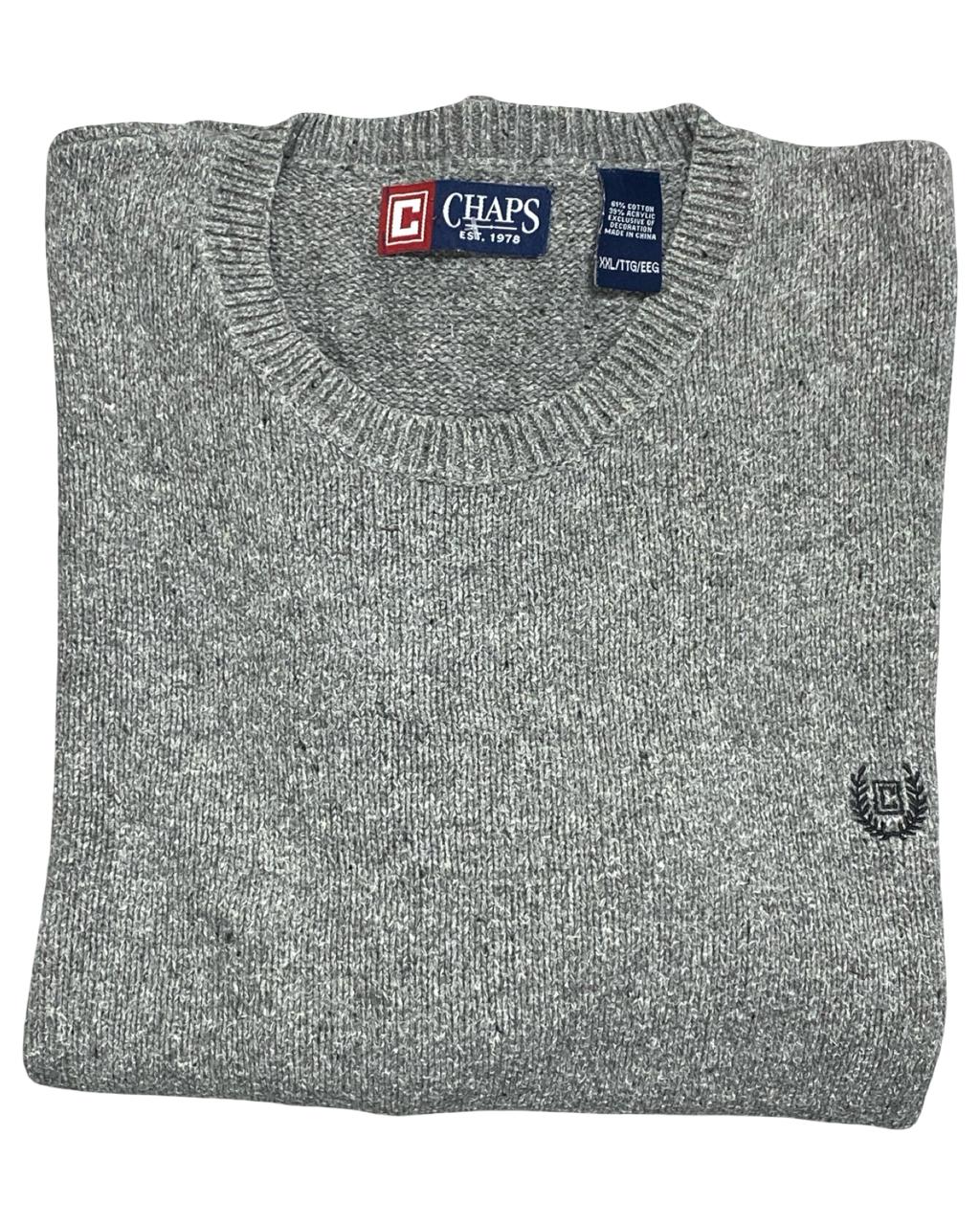 Chaps Heather Gray Crewneck Knit Sweater | Size XL | Chest 27.5”