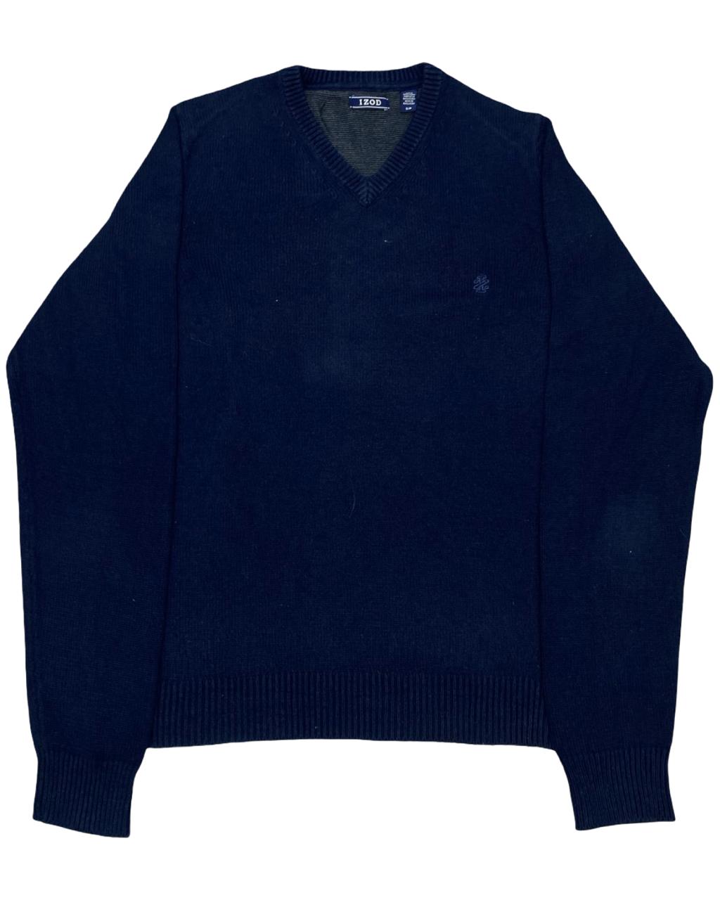 IZOD Navy Blue V-Neck Cotton Sweater | Size Medium | Chest 21.5”