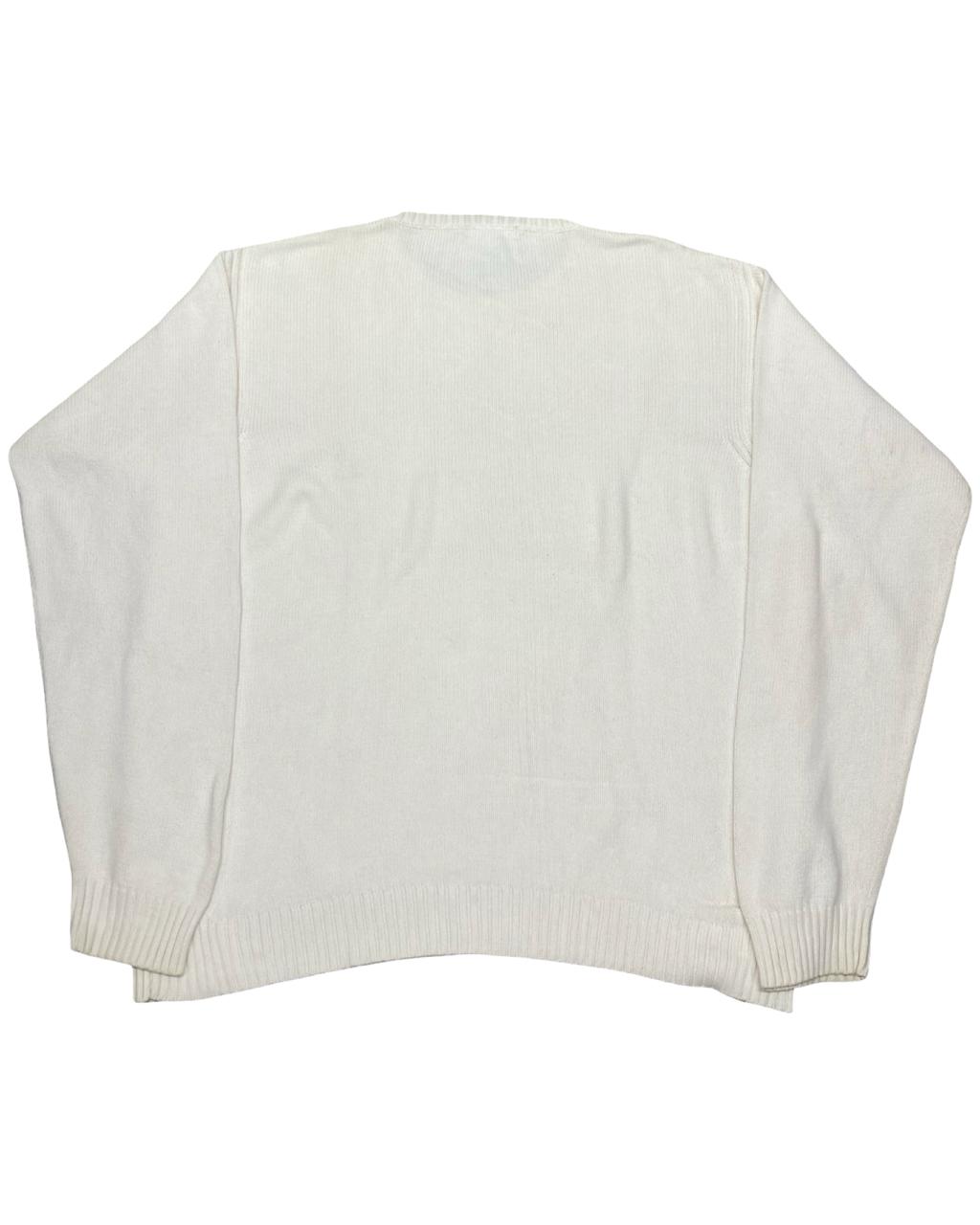Nautica Cream White Crewneck Cotton Sweater | Size XL | Chest 26”