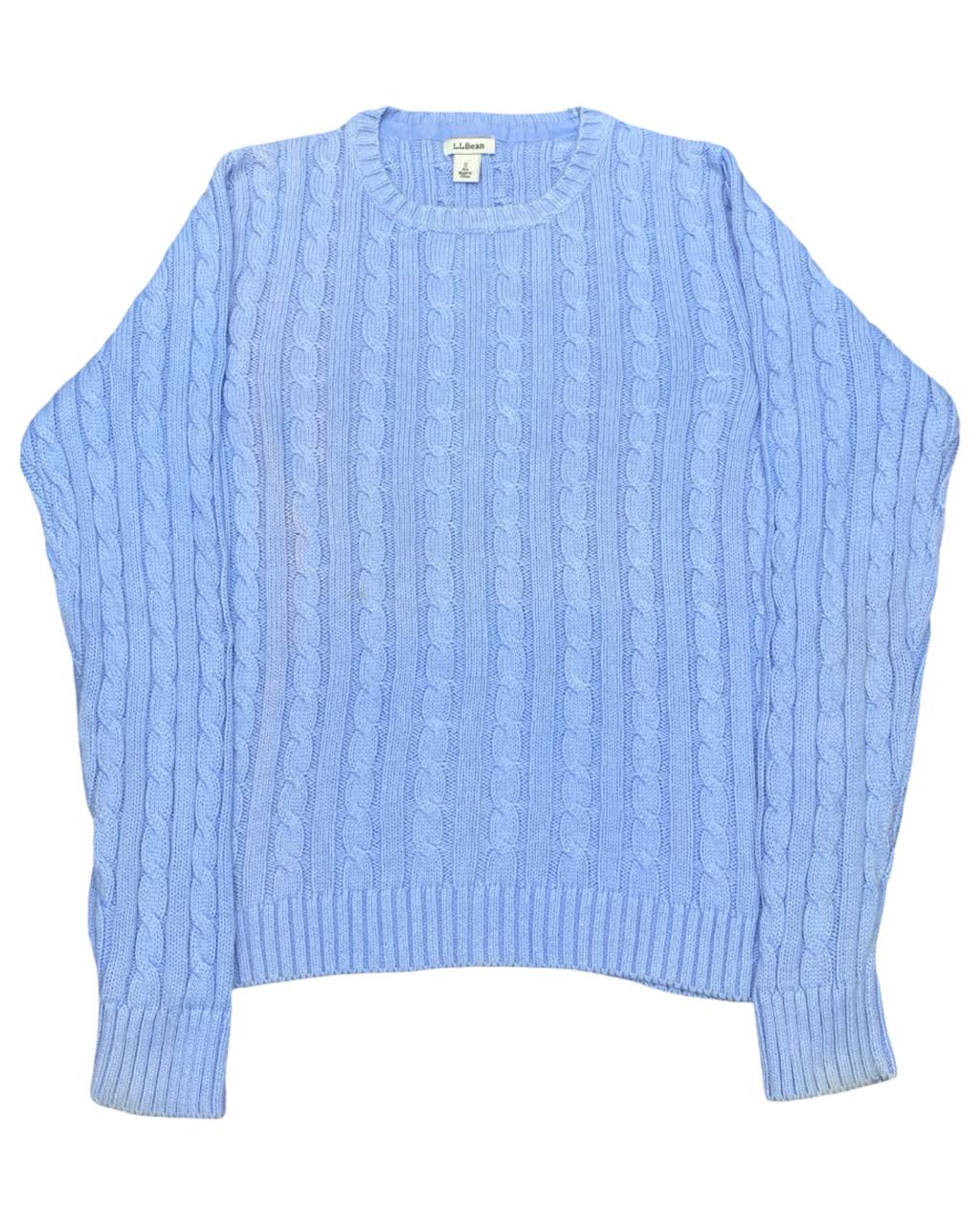 L.L.Bean Light Blue Cable Knit Cotton Sweater | Size Small | Chest 19.5”