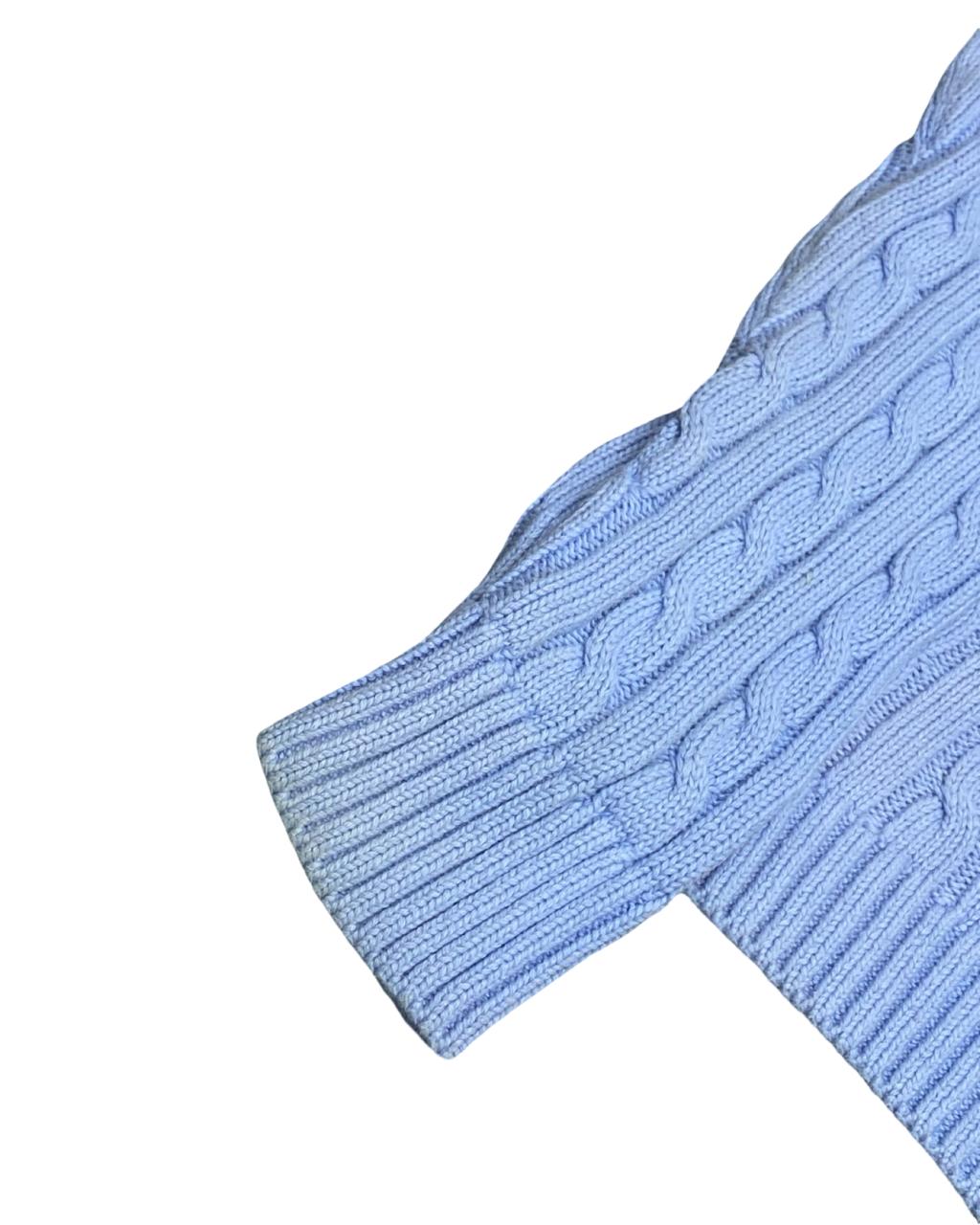 L.L.Bean Light Blue Cable Knit Cotton Sweater | Size Small | Chest 19.5”