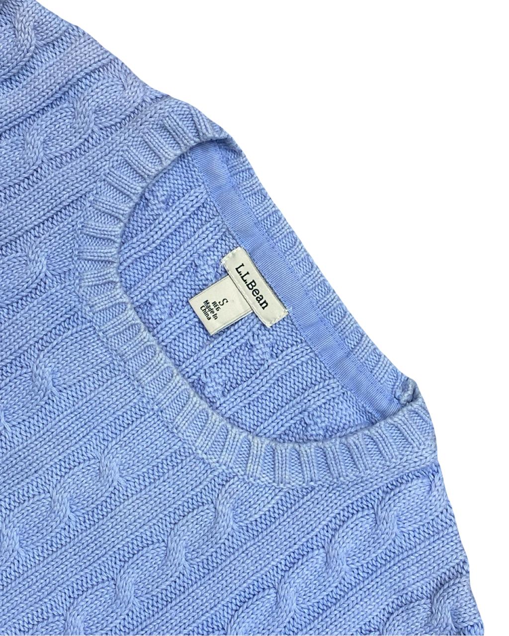 L.L.Bean Light Blue Cable Knit Cotton Sweater | Size Small | Chest 19.5”
