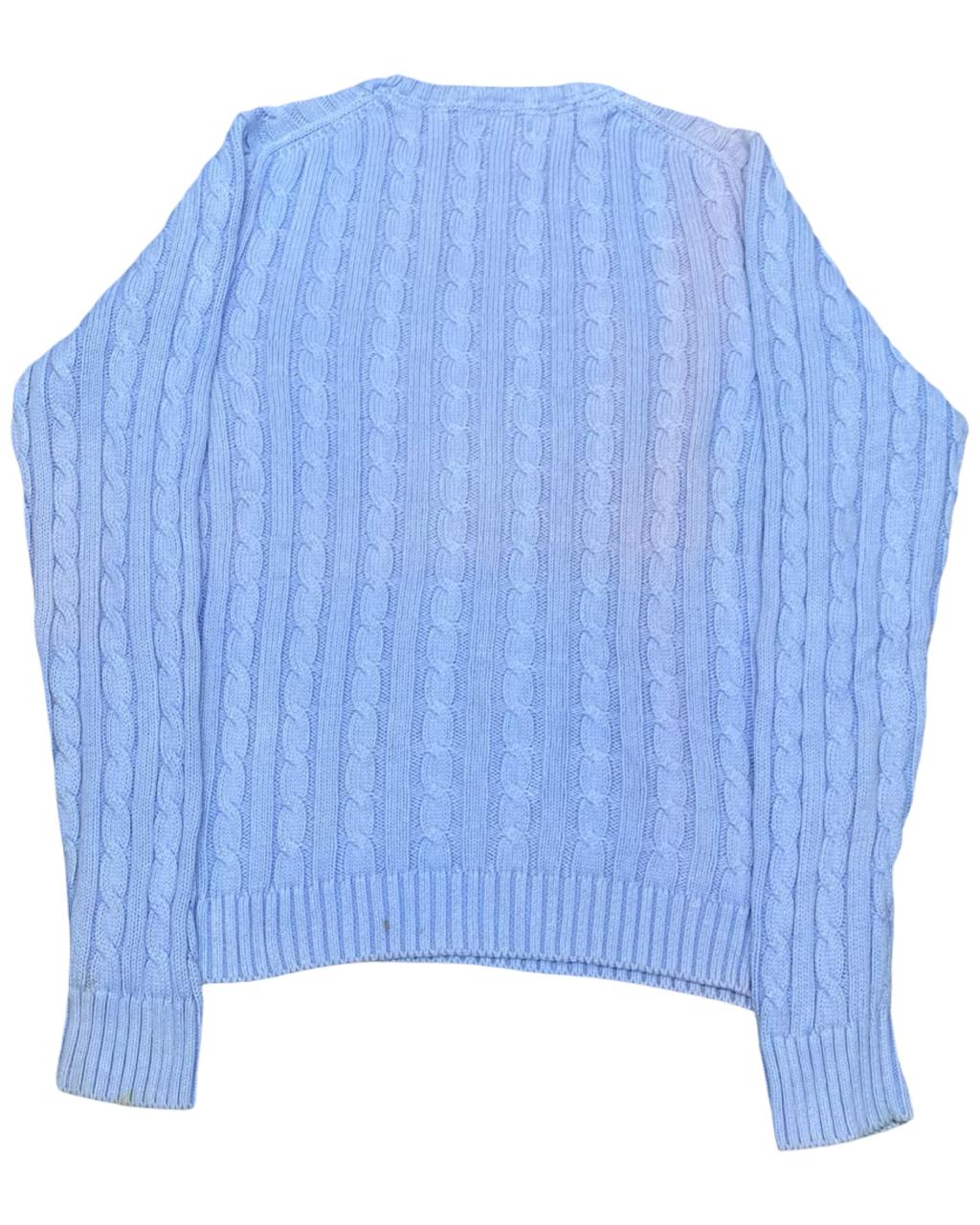 L.L.Bean Light Blue Cable Knit Cotton Sweater | Size Small | Chest 19.5”