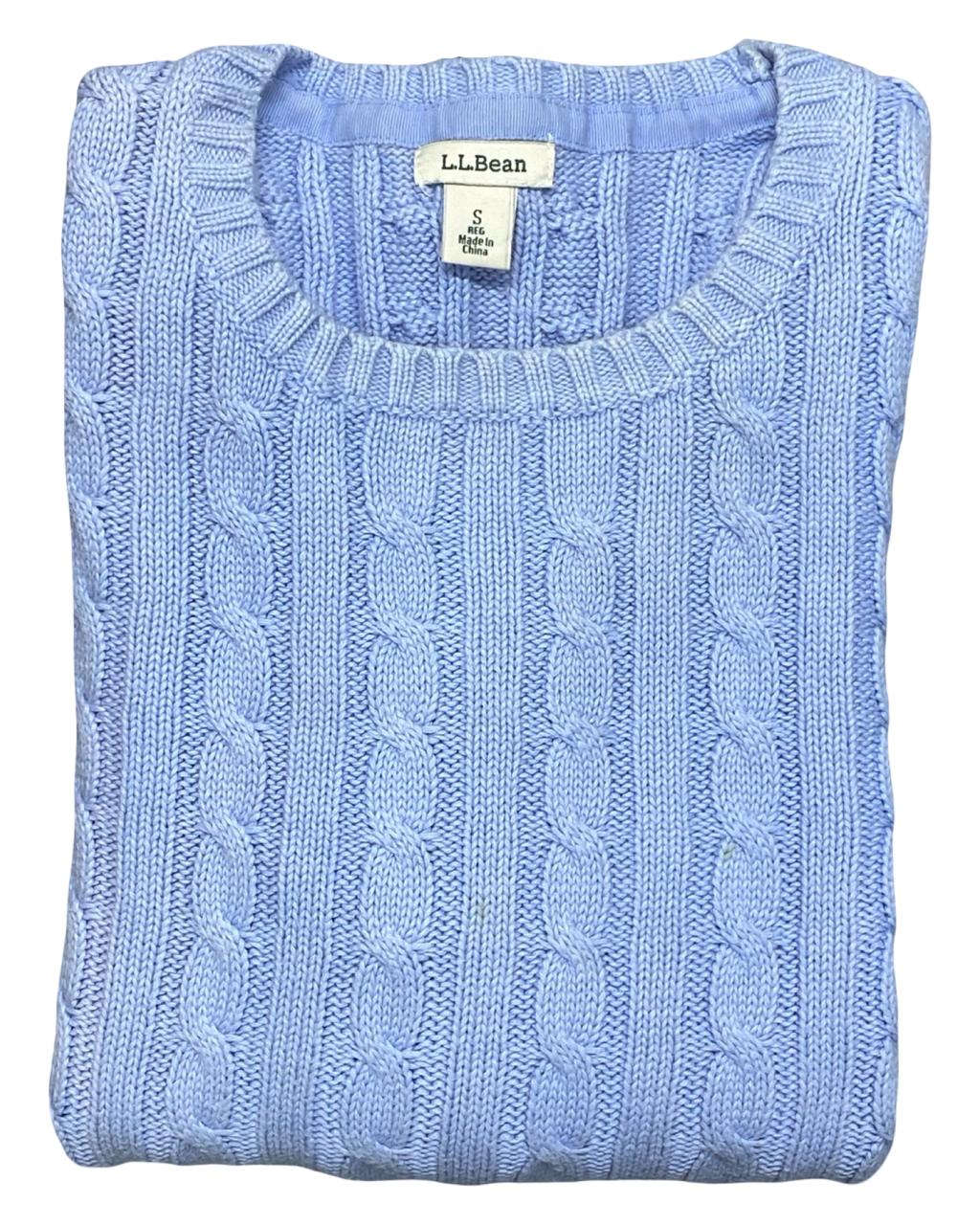L.L.Bean Light Blue Cable Knit Cotton Sweater | Size Small | Chest 19.5”