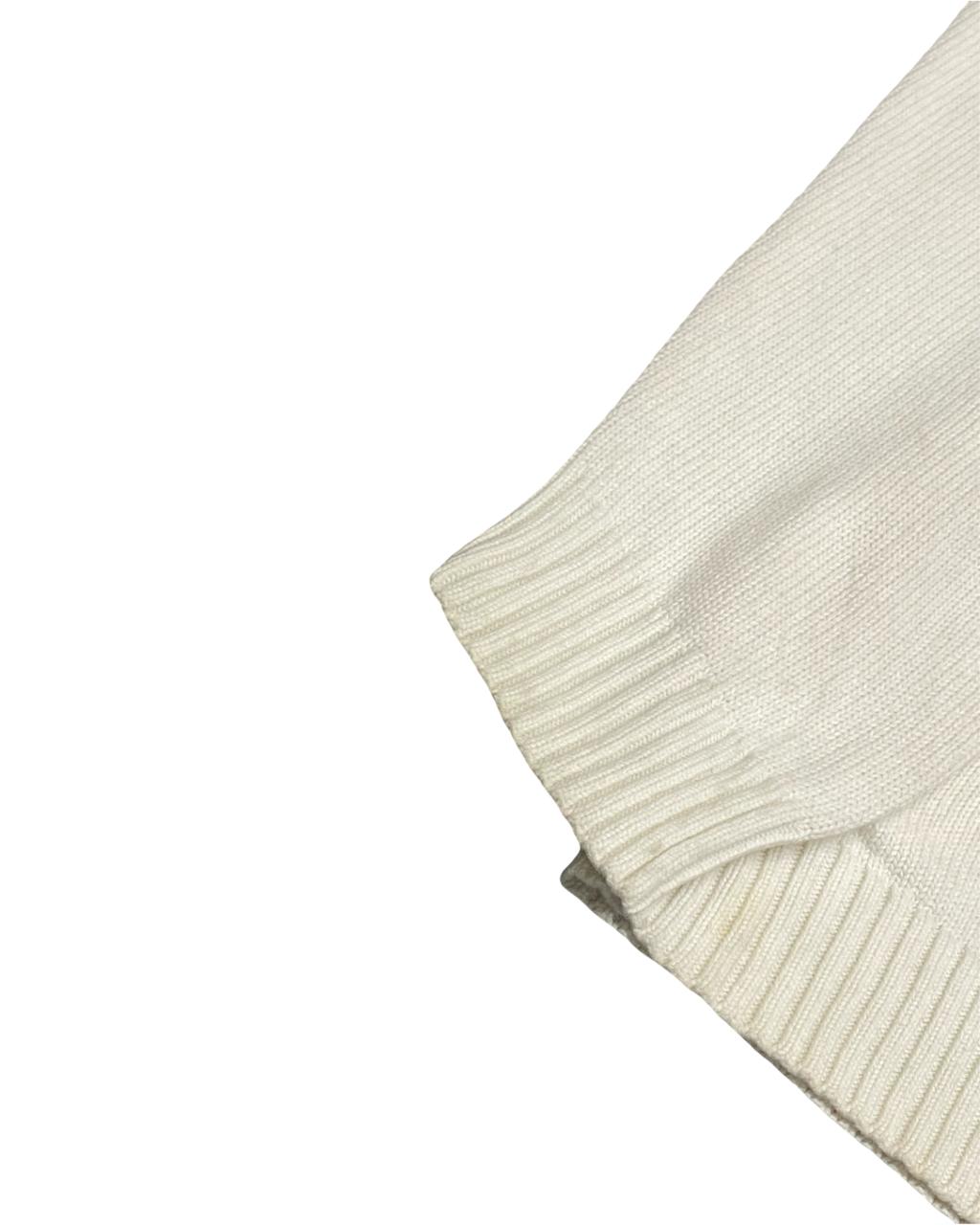 Nautica Cream White Crewneck Cotton Sweater | Size XL | Chest 26”