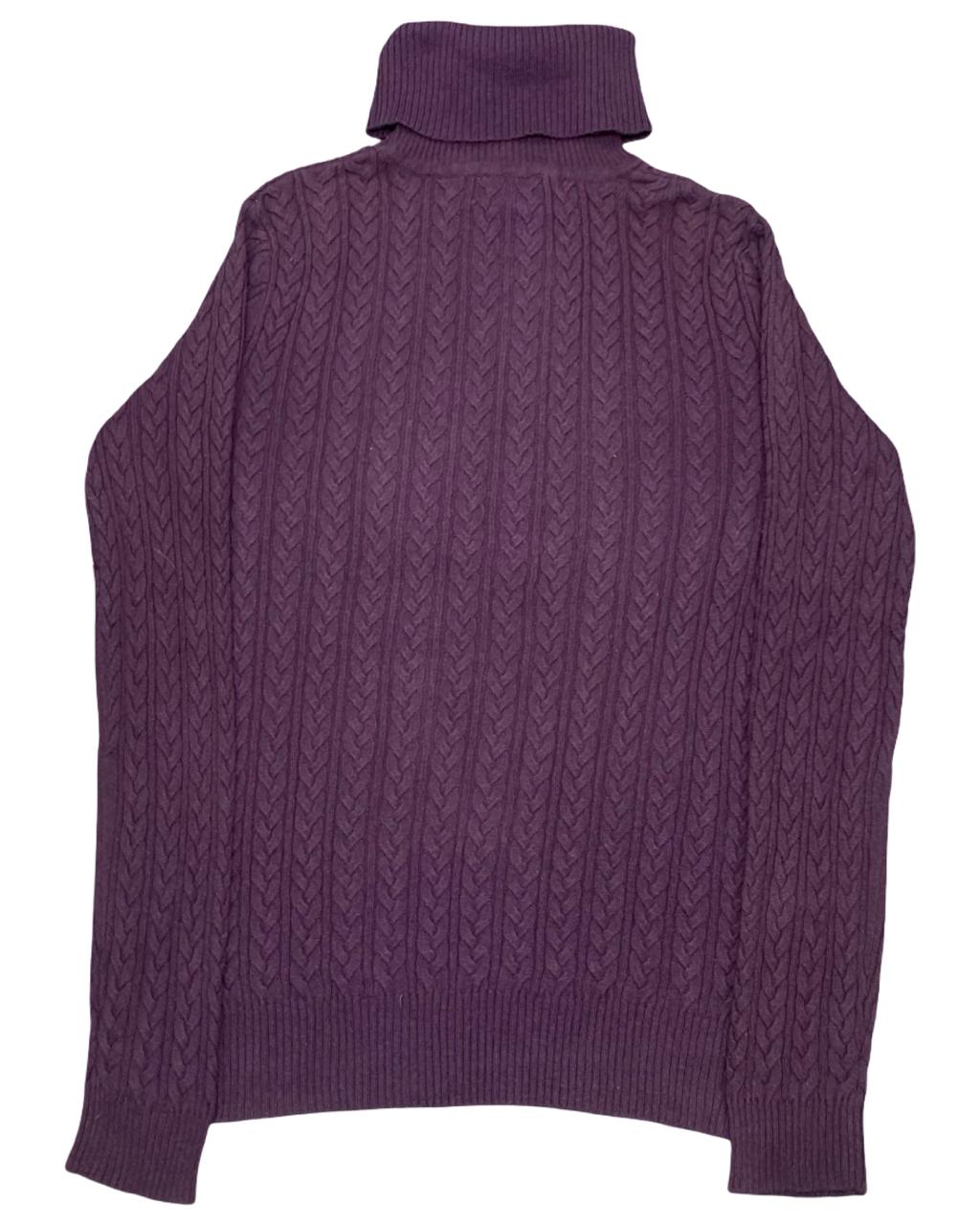 Eddie Bauer Purple Cable Knit Turtleneck Sweater | Size Small | Chest 19.5”