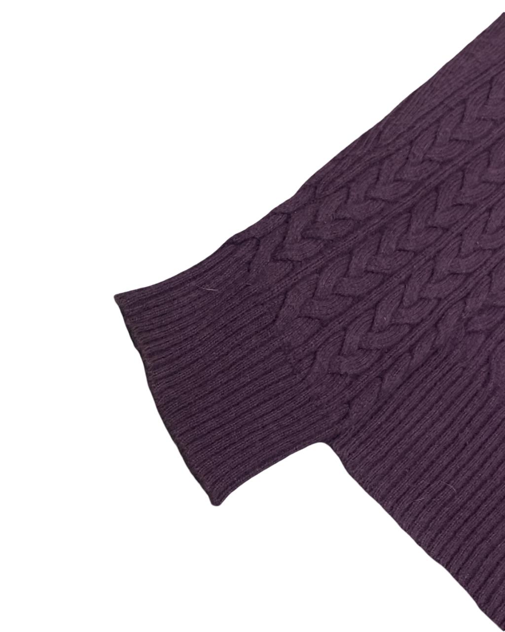 Eddie Bauer Purple Cable Knit Turtleneck Sweater | Size Small | Chest 19.5”