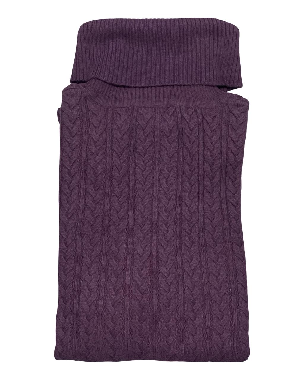Eddie Bauer Purple Cable Knit Turtleneck Sweater | Size Small | Chest 19.5”