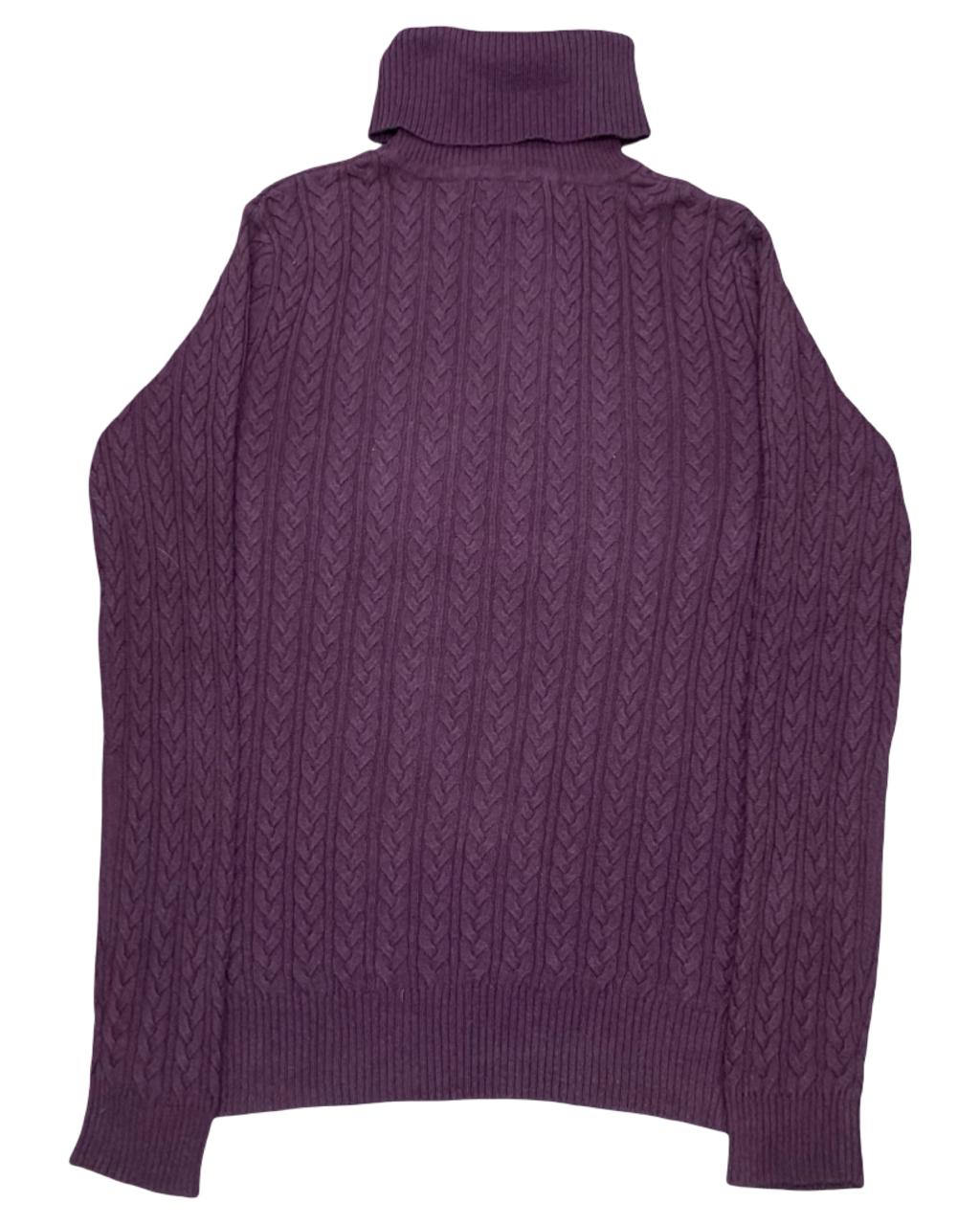 Eddie Bauer Purple Cable Knit Turtleneck Sweater | Size Small | Chest 19.5”
