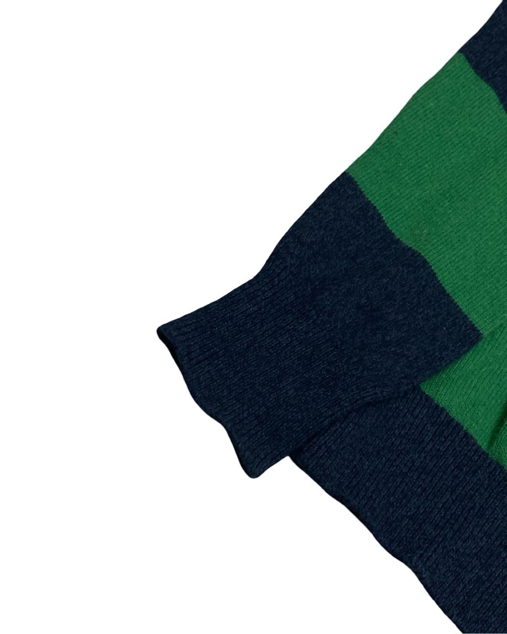 GAP Navy & Green Striped Crewneck Sweater | Size Medium | Chest 20.5”