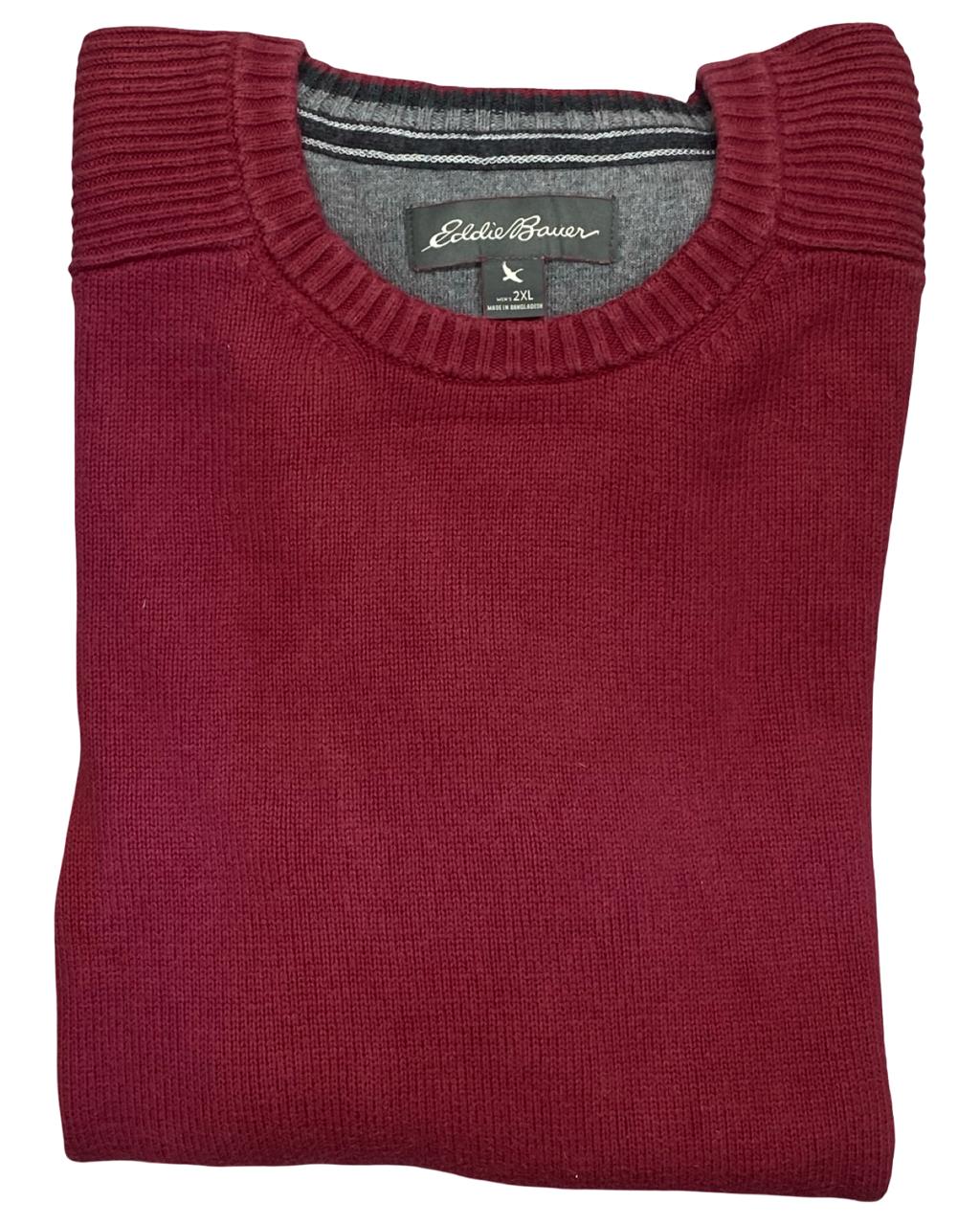 Eddie Bauer Brick Red Cotton Crewneck Sweater | Size XXL | Chest 28”