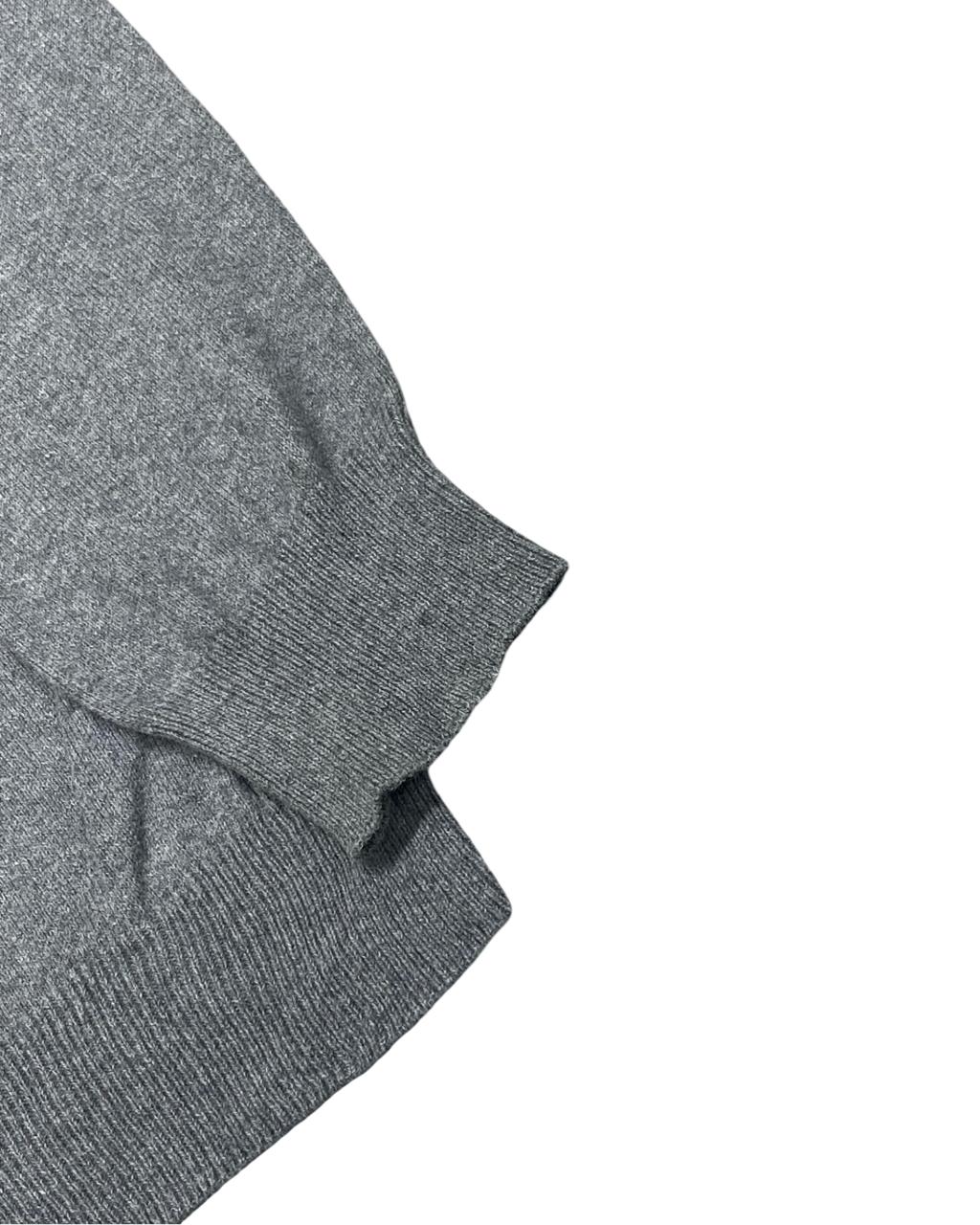 Chaps Gray Cotton Cashmere V-Neck Sweater | Size Medium | Chest 22.5”