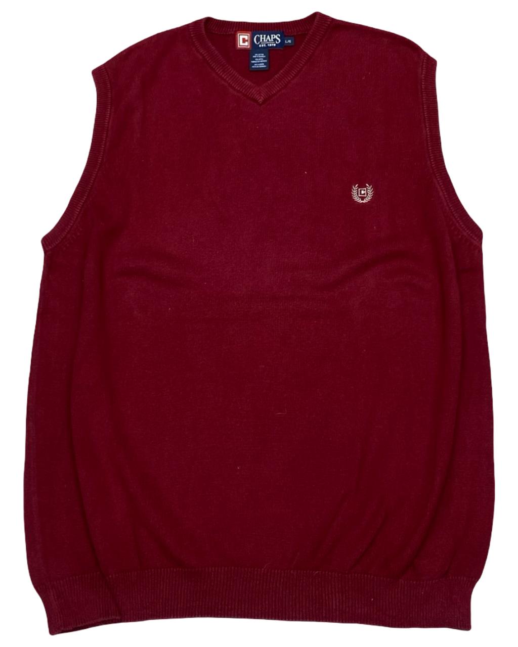 Chaps Burgundy Cotton Sweater Vest | Size Medium | Chest 22.5”