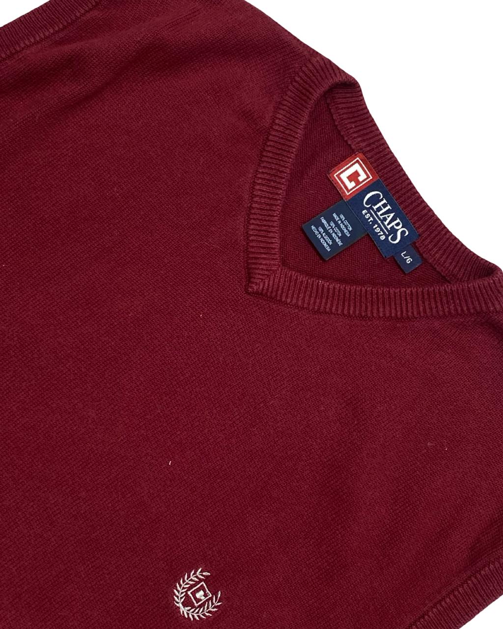 Chaps Burgundy Cotton Sweater Vest | Size Medium | Chest 22.5”
