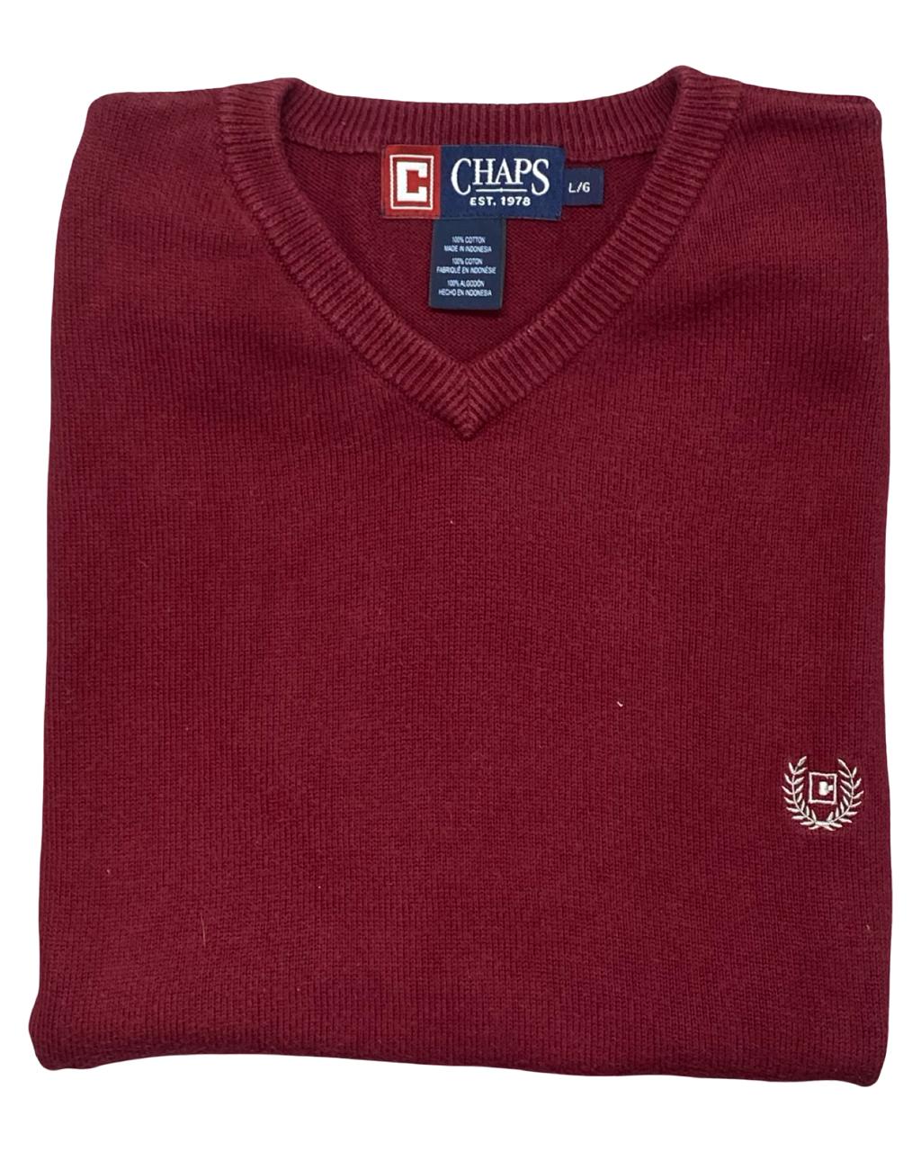 Chaps Burgundy Cotton Sweater Vest | Size Medium | Chest 22.5”