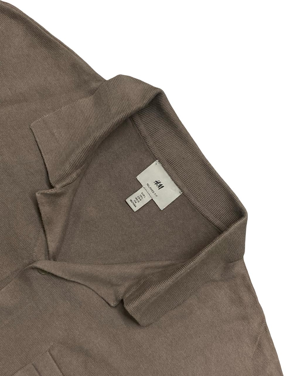 H&M Relaxed Fit Taupe Knit Shirt | Size Large | Chest 25”