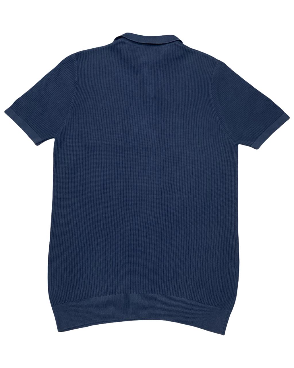 Next Navy Blue Ribbed Polo Shirt | Size Small | Chest 20”