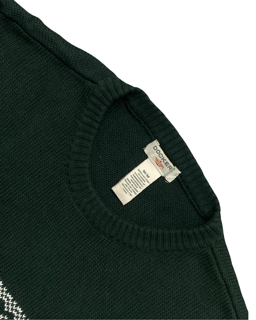 Dockers Green Fair Isle Knit Sweater | Size Medium | Chest 22.5”