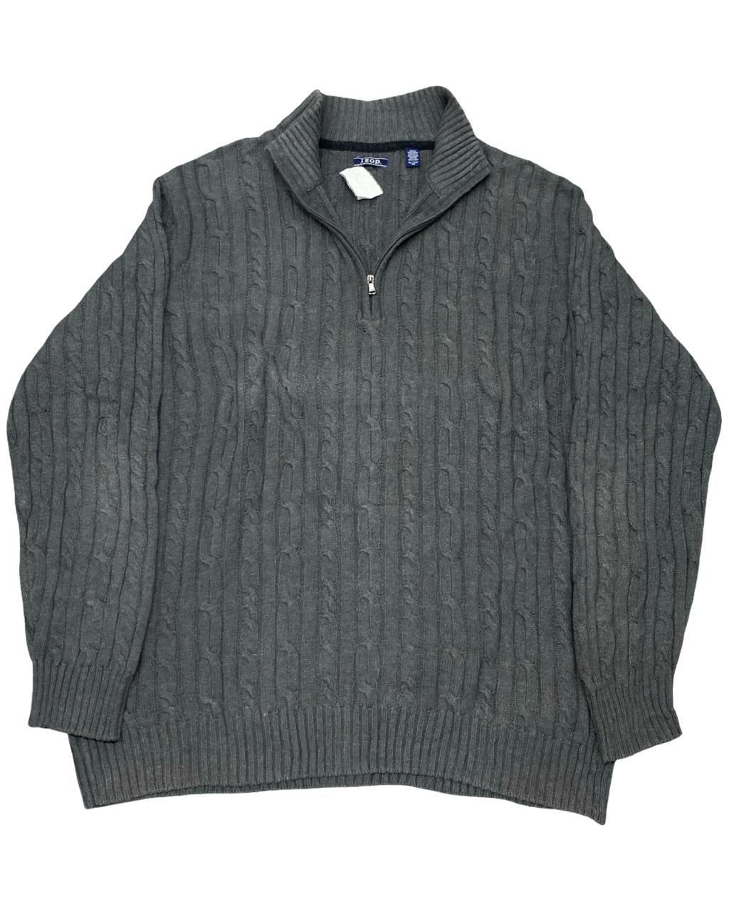 IZOD Grey Cable Knit Half-Zip Sweater | Size XXL | Chest 27.5”