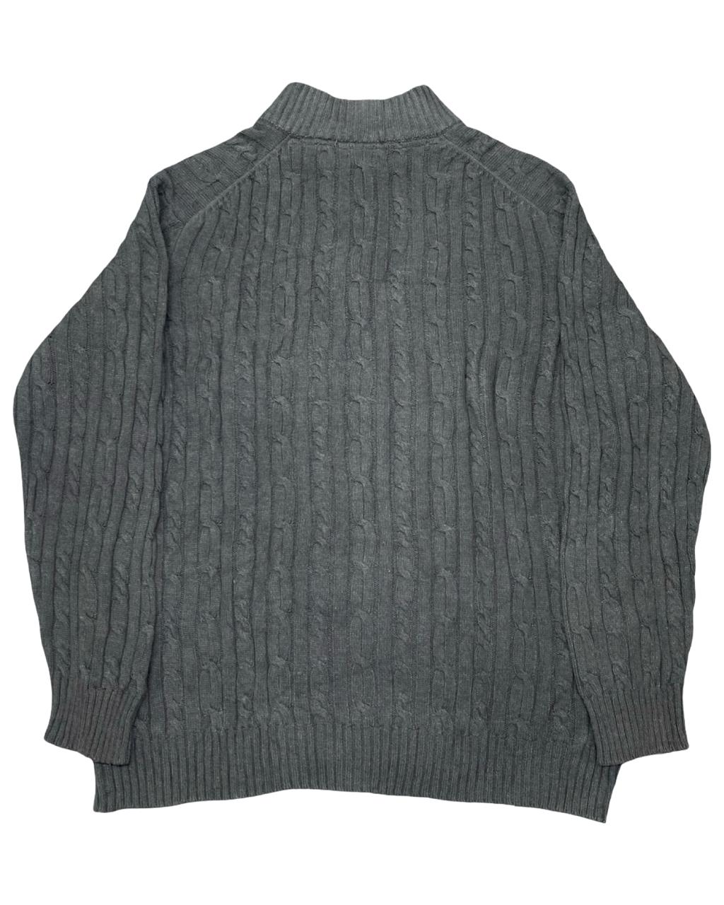 IZOD Grey Cable Knit Half-Zip Sweater | Size XXL | Chest 27.5”