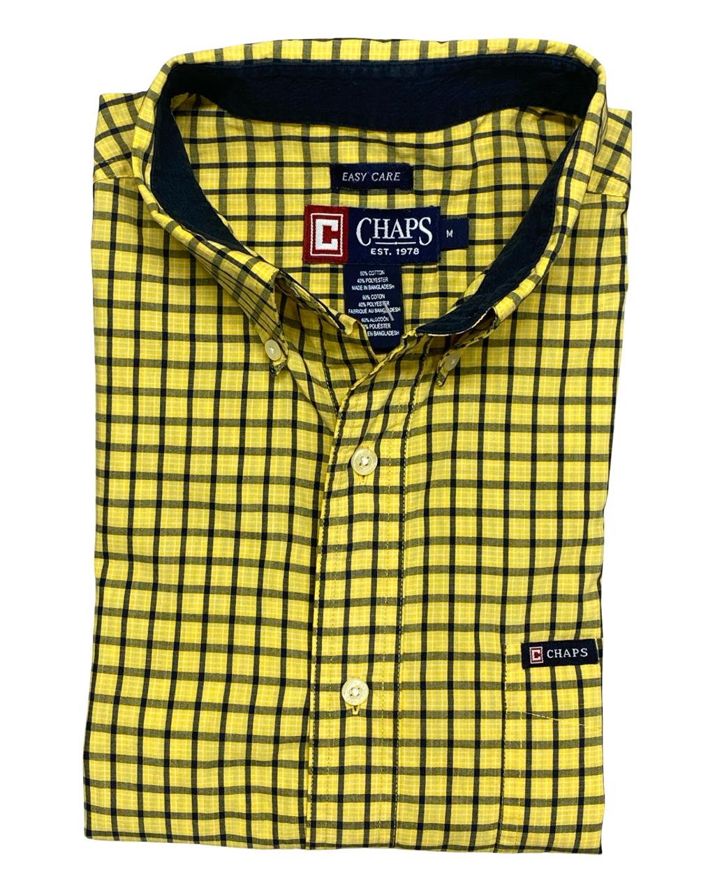 Chaps Yellow Gingham Check Button-Down Shirt | Size Large | Chest 24”