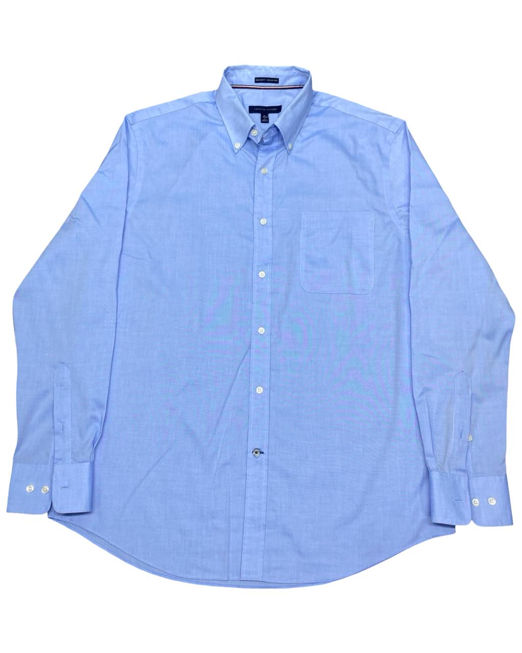 Tommy Hilfiger Light Blue Wrinkle-Free Button-Down Shirt | Size Large | Chest 24.5”
