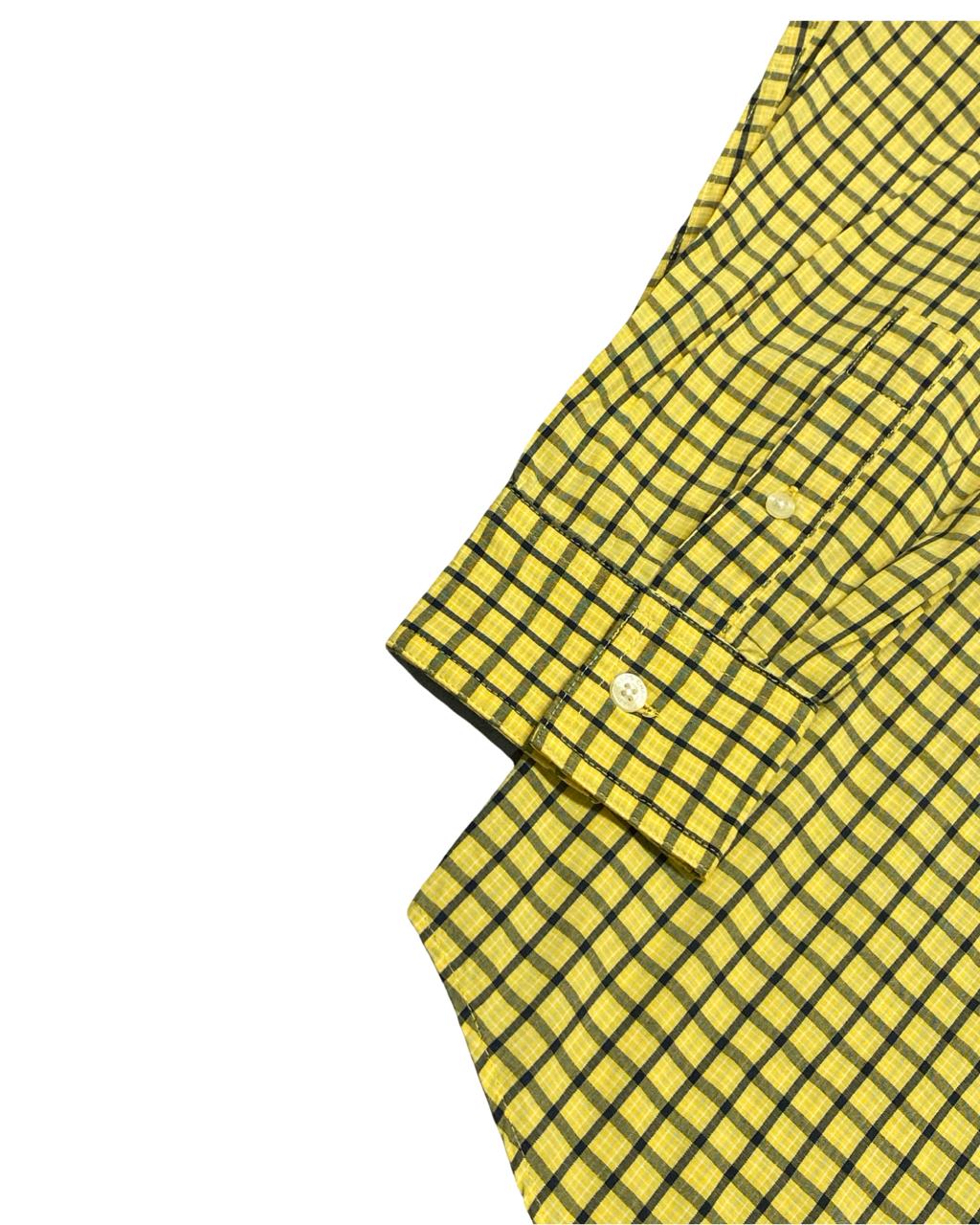 Chaps Yellow Gingham Check Button-Down Shirt | Size Large | Chest 24”