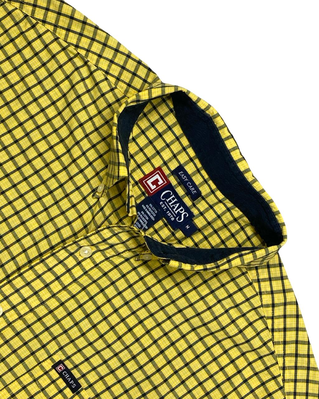 Chaps Yellow Gingham Check Button-Down Shirt | Size Large | Chest 24”