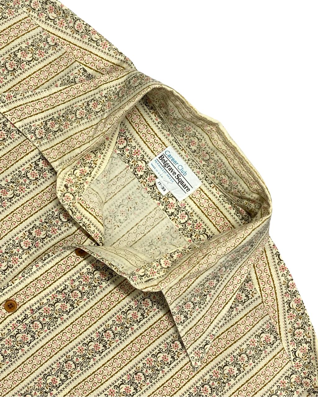 Career Club Belgrave Square Vintage Floral Stripe Shirt | Size Large | Chest 25”