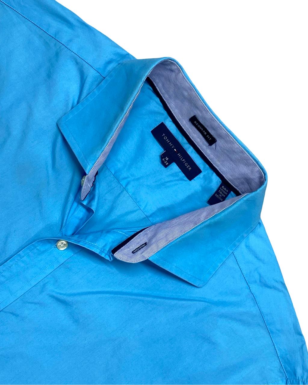 Tommy Hilfiger Sky Blue Solid Button-Down Shirt | Size Large | Chest 23”