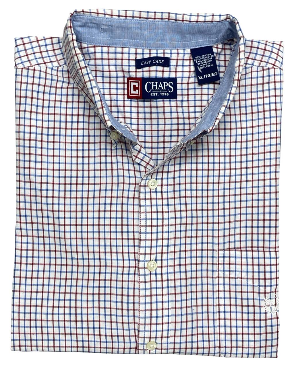 Chaps Easy Care Micro-Check Button-Down Shirt | Size XL | Chest 26”