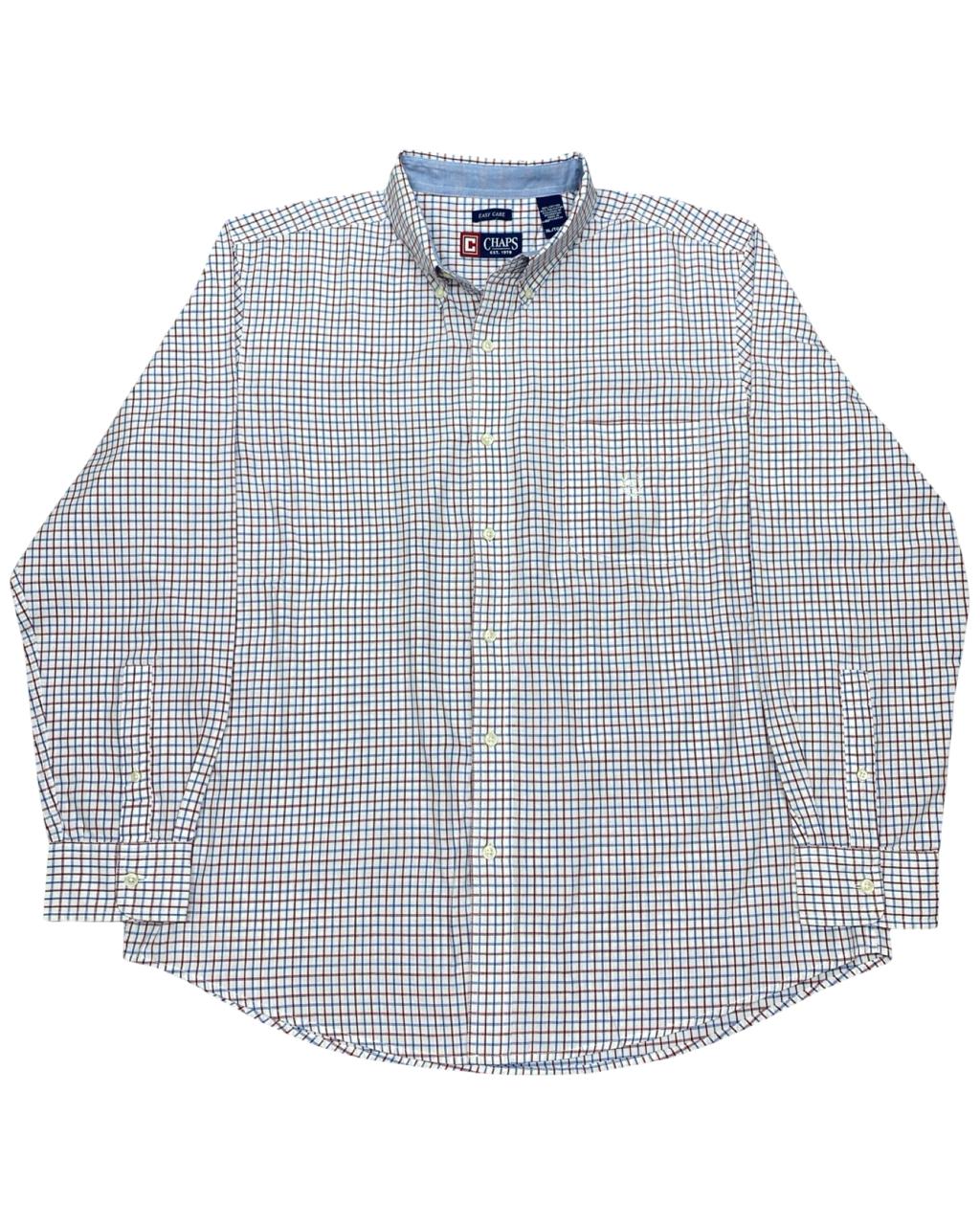 Chaps Easy Care Micro-Check Button-Down Shirt | Size XL | Chest 26”