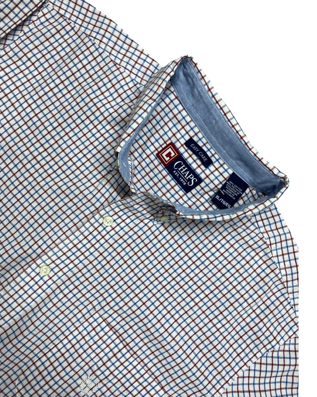 Chaps Easy Care Micro-Check Button-Down Shirt | Size XL | Chest 26”