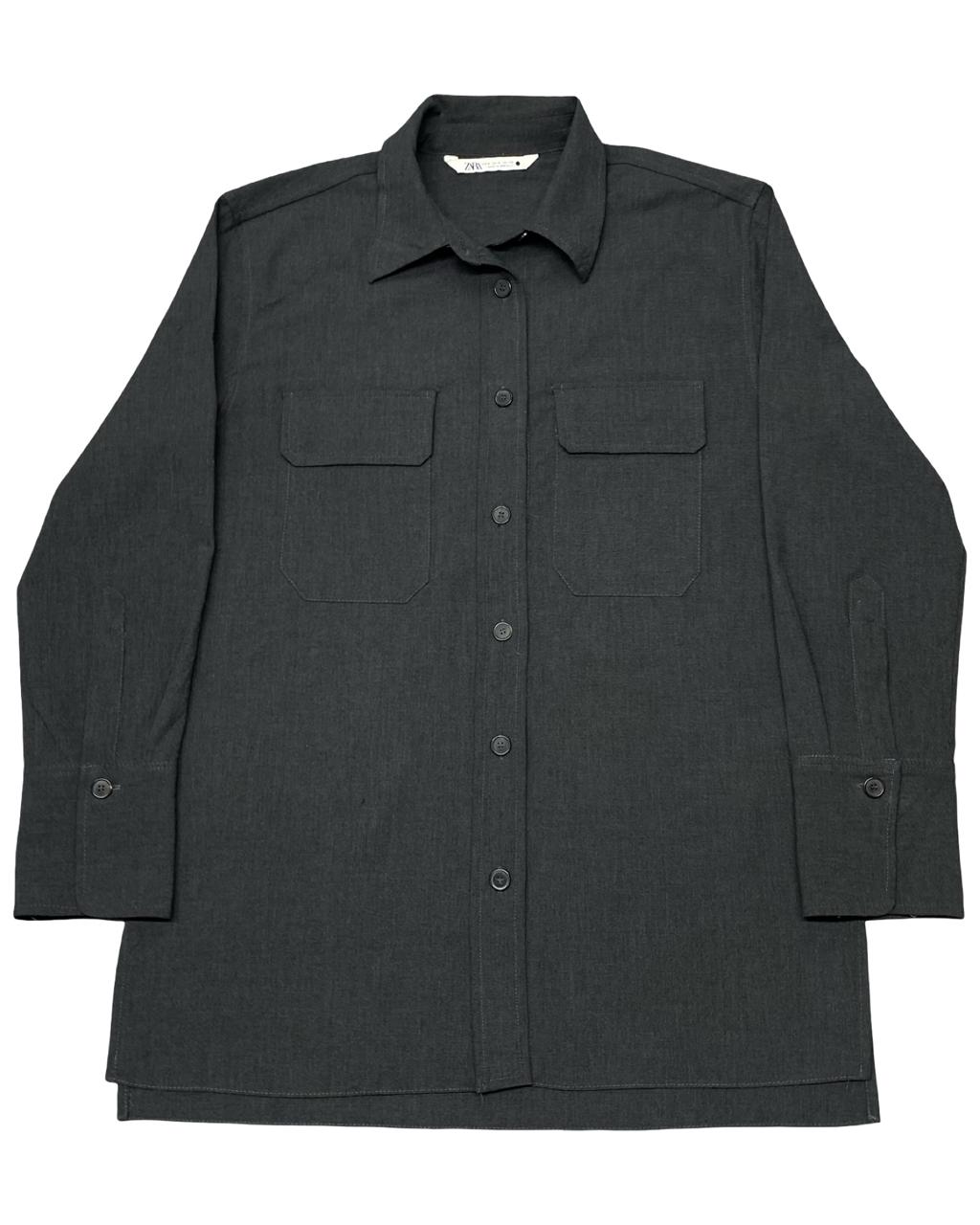 Zara Man Dark Charcoal Button-Up Overshirt | Size Medium | Chest 20.5”