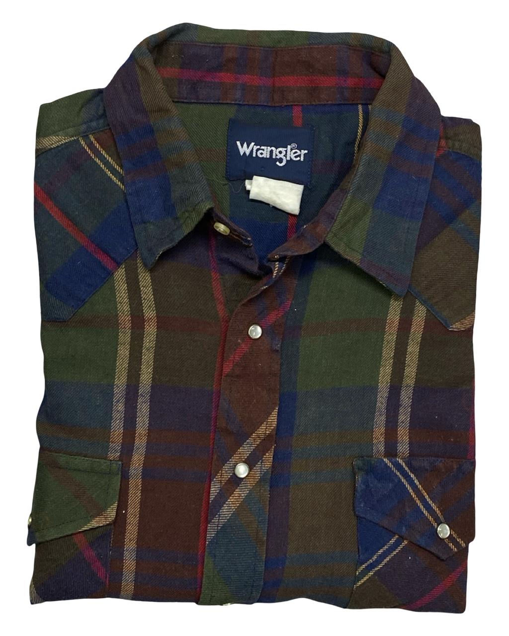 Wrangler Multicolor Plaid Western Snap-Button Shirt | Size XL | Chest 26”