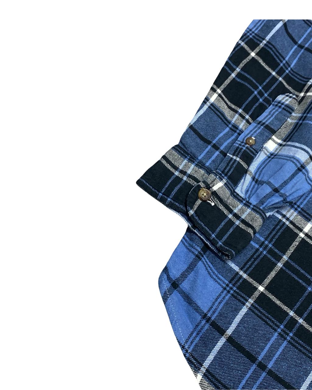 Chaps Blue Plaid Button-Down Shirt | Size Large | Chest 25”