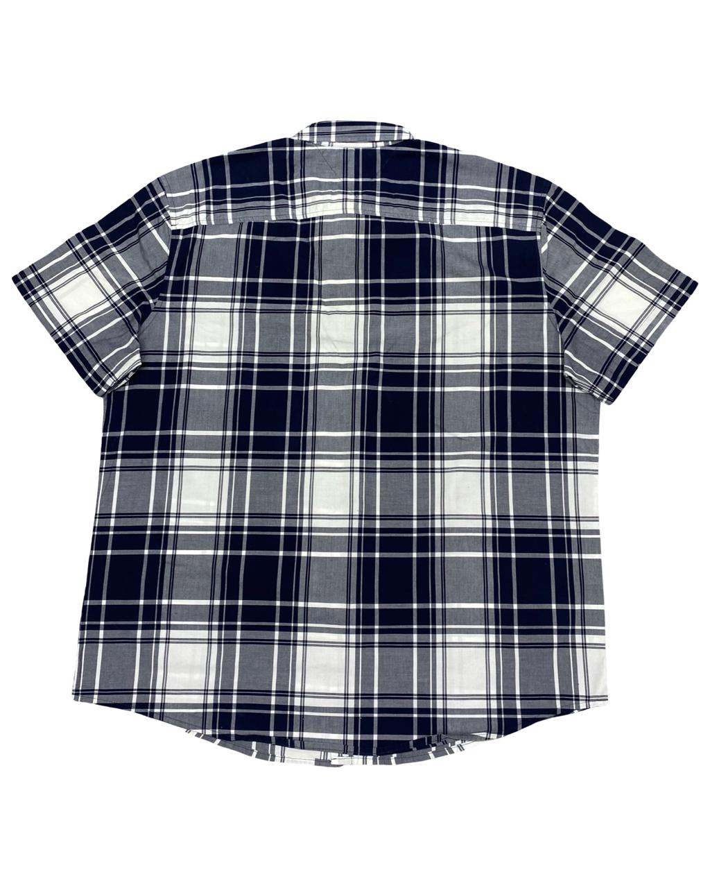 Tommy Hilfiger Black & Grey Plaid Short-Sleeve Shirt | Size XL | Chest 26.5”