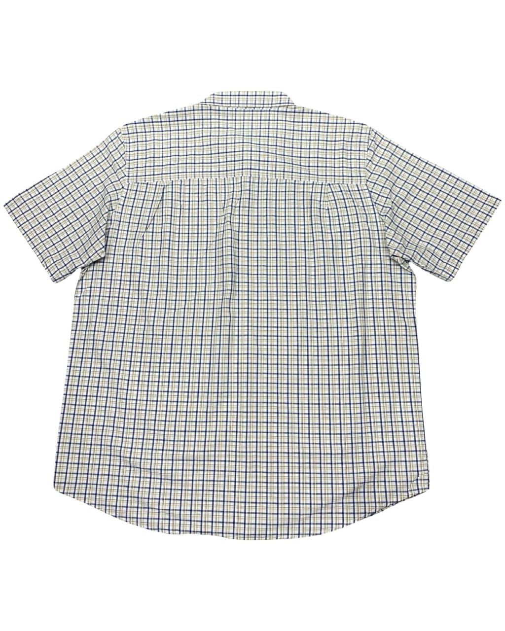 Chaps Beige & Blue Check Short-Sleeve Shirt | Size XXL | Chest 26.5”